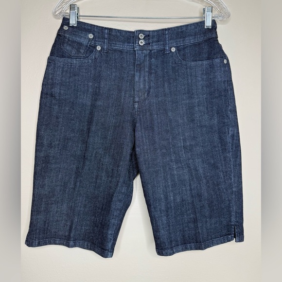 Chico’s Platinum Osmayda Denim Bermuda Shorts Size 4 - Picture 1 of 7